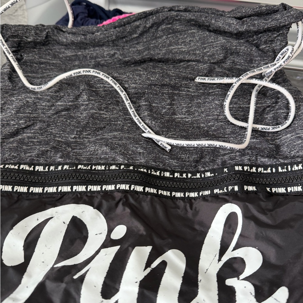Pink Black and Gray Drawstring Bag by VictoriaSecret
